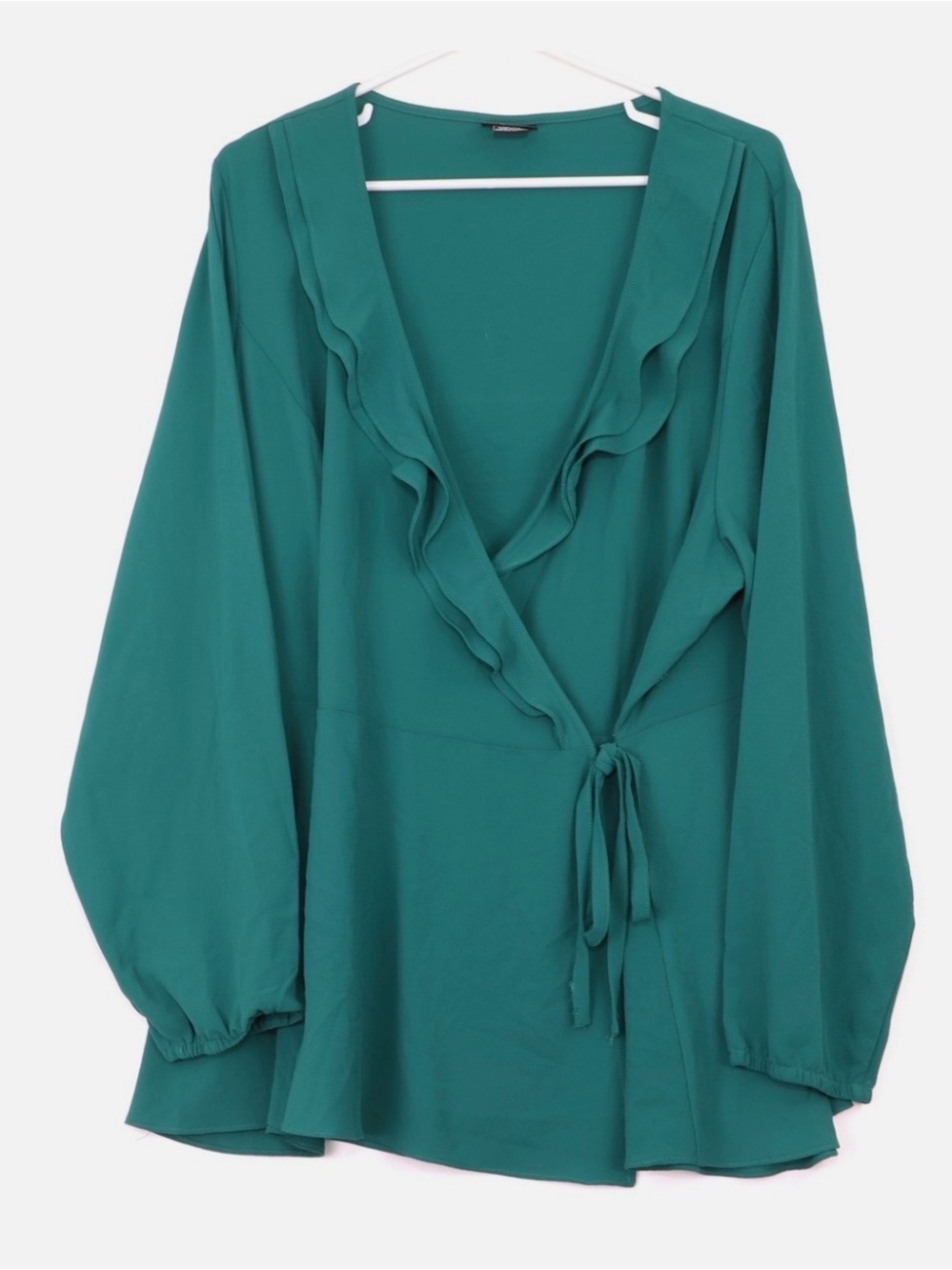 City Chic Women's Plus Size Sweetly Tied Ruffle Front Top teal 22
